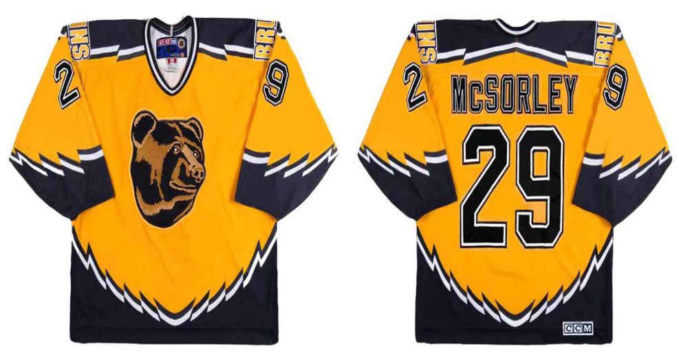 2019 Men Boston Bruins #29 Mcsorley Yellow CCM NHL jerseys
